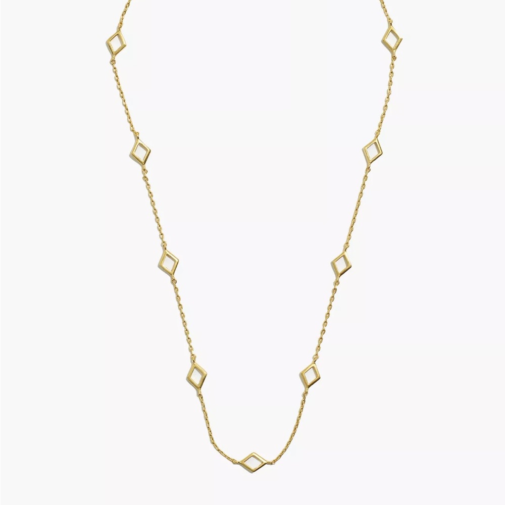 Madewell Glass-Inlaid Diamond Necklace in Vintage Gold